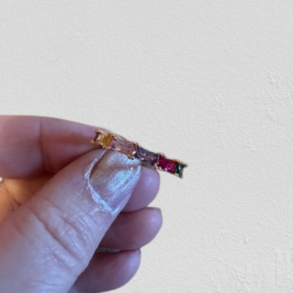 Rainbow Baguette Band Ring  11147  NWT Boutique